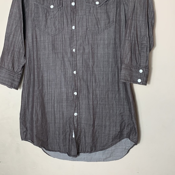 Rag & Bone Grey/Black Denim Western Shirt w Snaps Size 4 - Picture 3 of 7